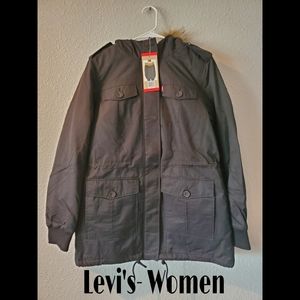 NWT Levi's Womens Levi Faux-Fur Trim Hood Parka Jacket
